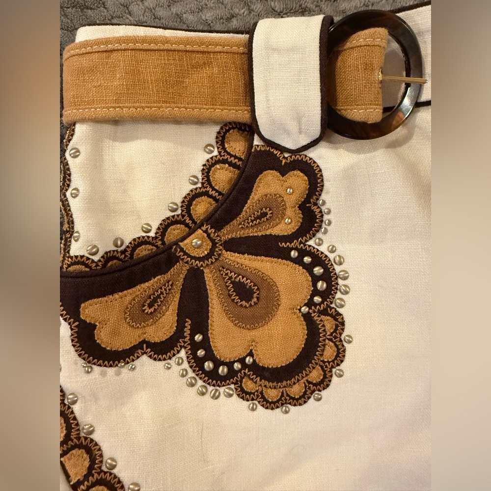 Zimmermann Embellished White & Tan Western Shorts - Picture 8 of 11
